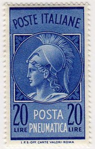 Testa di Minerva, posta pneumatica, 20 Lire, 1966